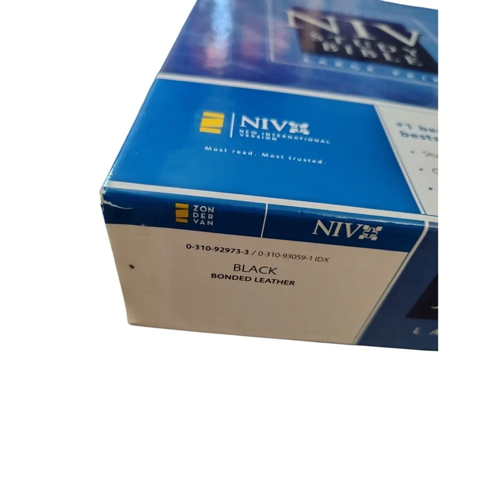 NIV Large Print Reference Study Bible Black Bonded Leather Cover Zondervan NIB